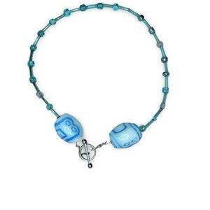 4612u. Ceramic Blue Beaded Bracelet or Anklet